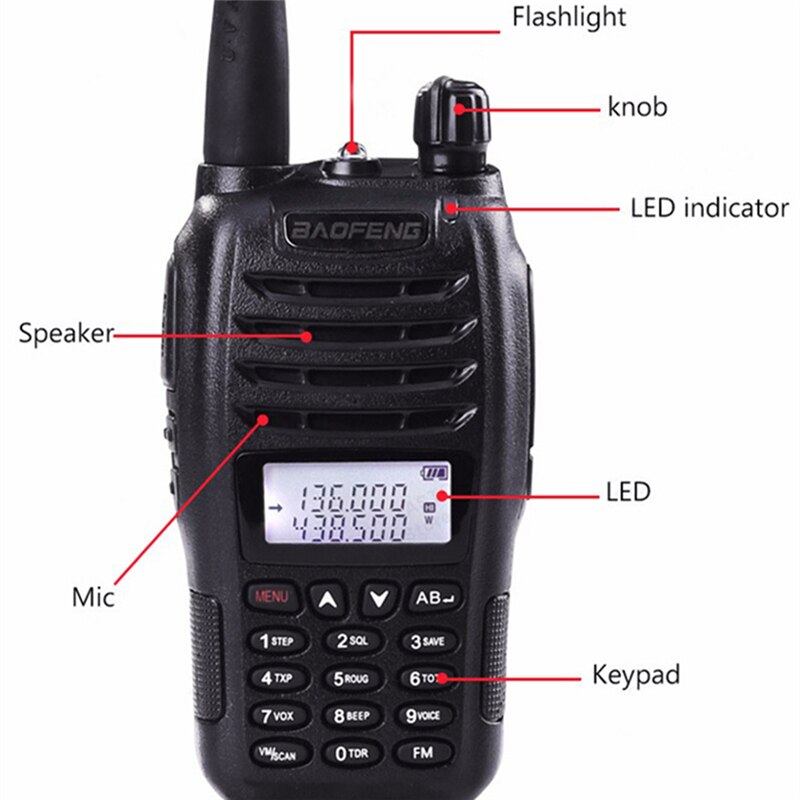 UV-B6 136-174/400-470Mhz FM handheld portable radio 5W FREE earpiece 